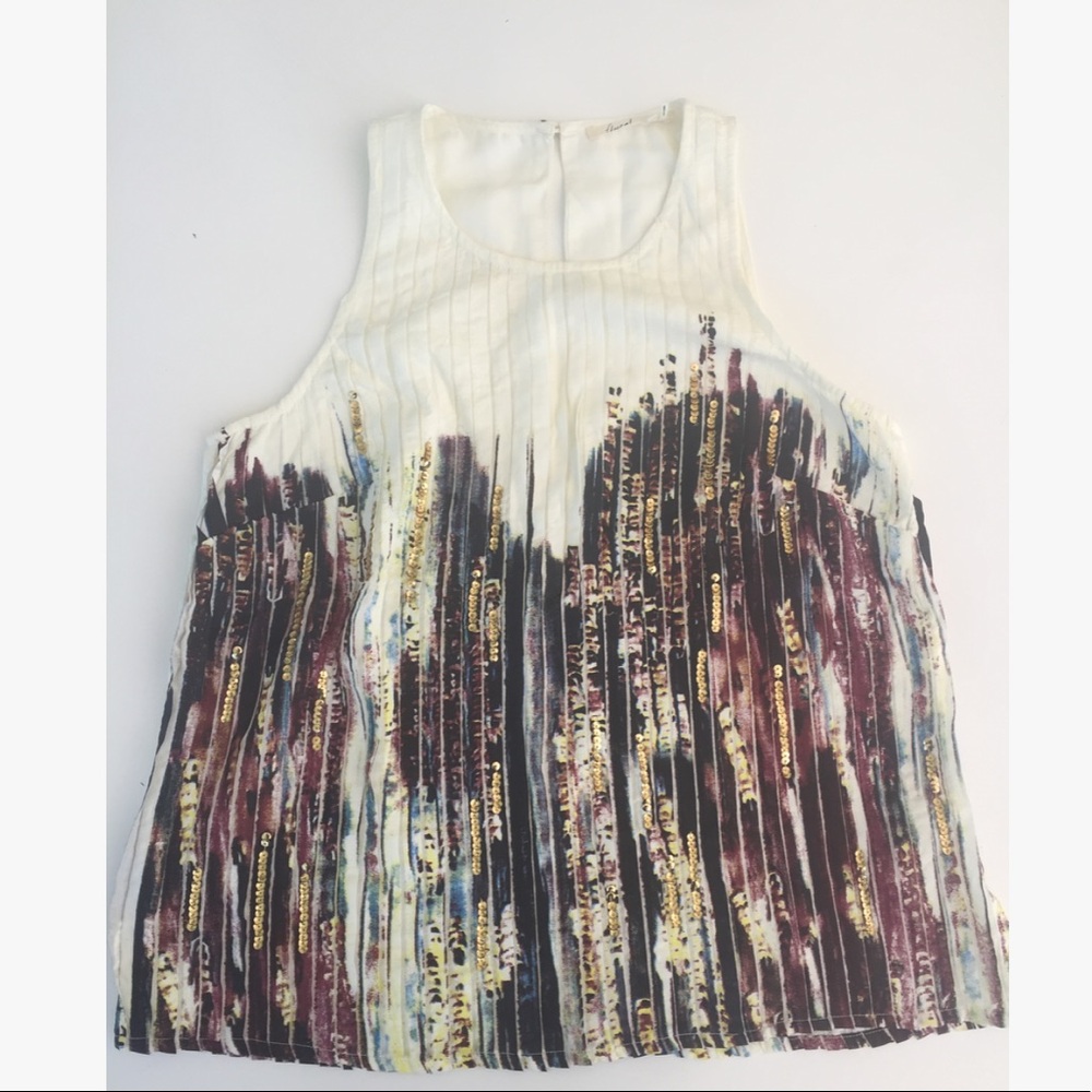 Anthropologie White and Multicolor Tank Top